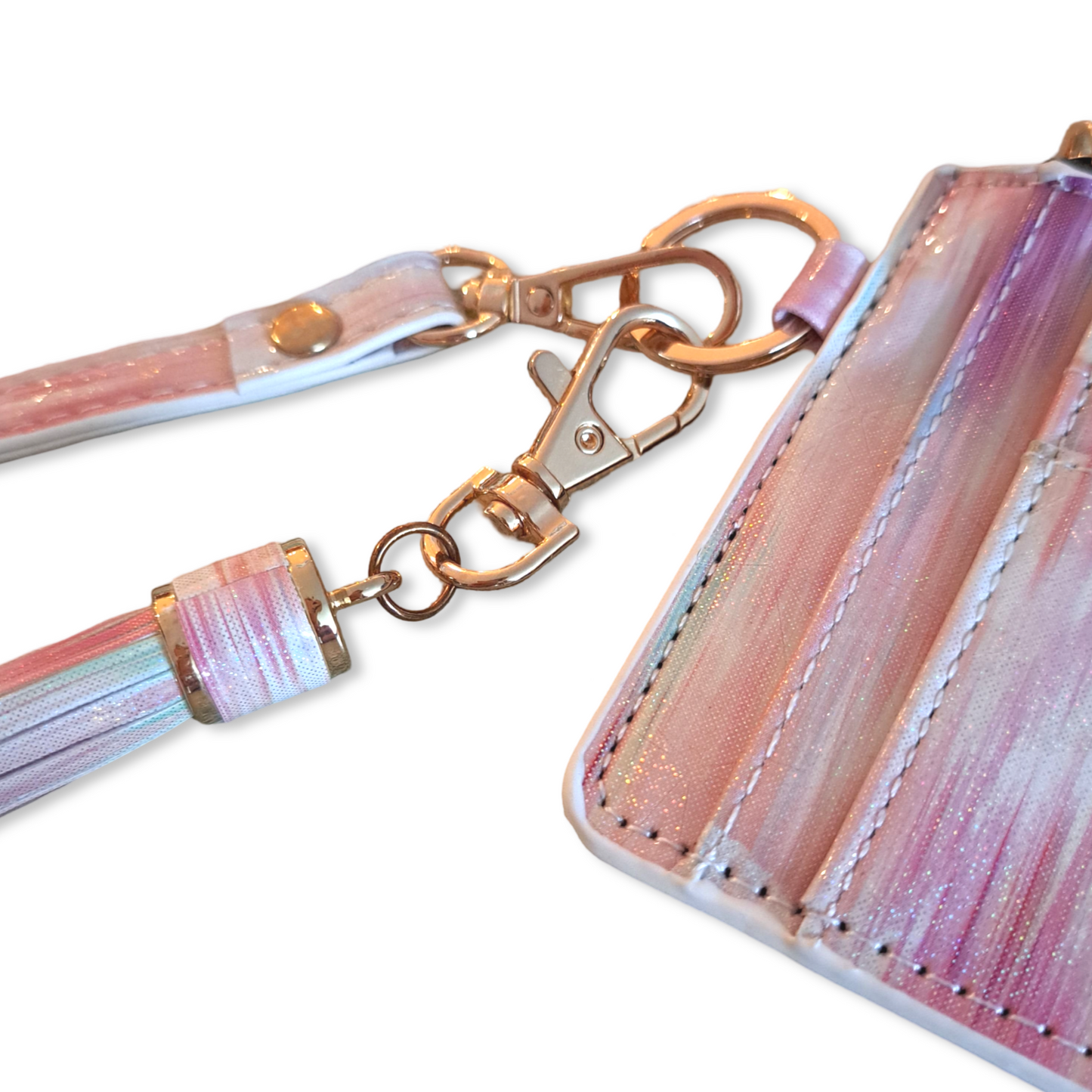 1000088892 1000088893 BRUSHED PINK CARD HOLDER KEYRING WRISTLET