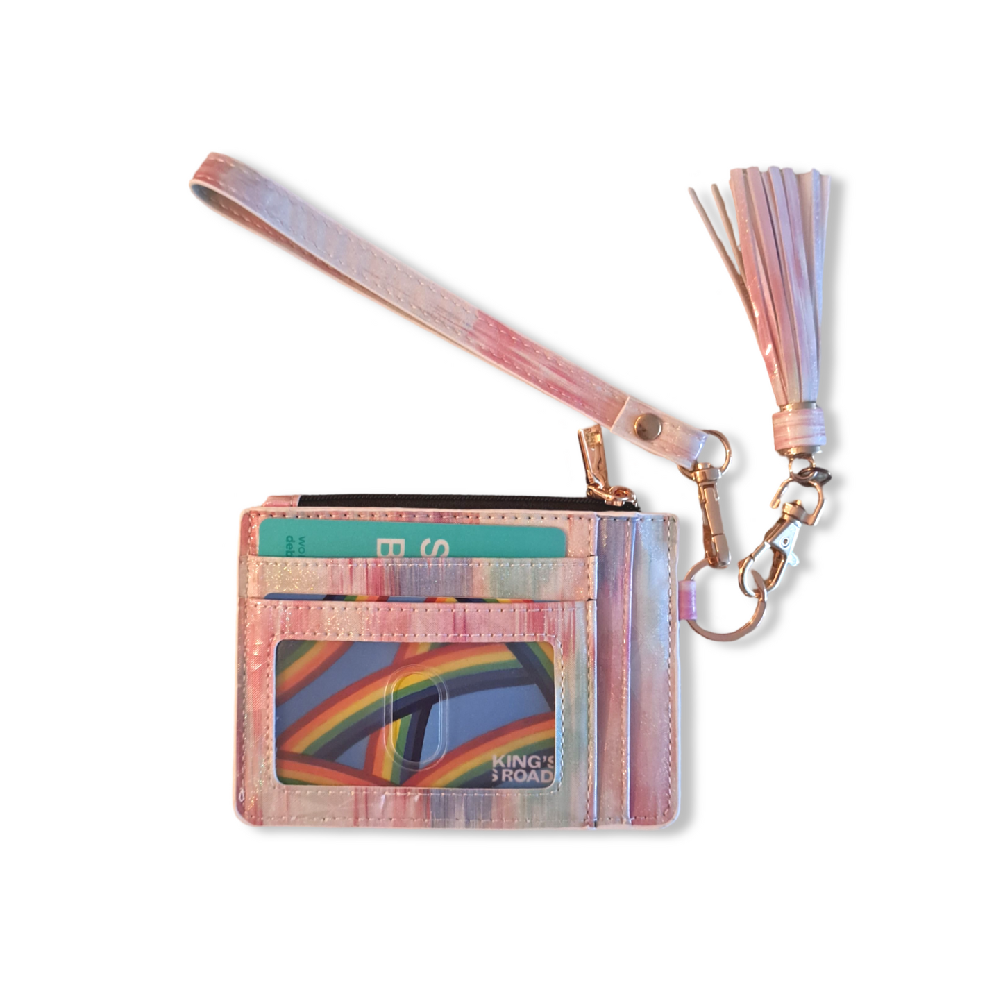 1000089011 BRUSHED PINK CARD HOLDER KEYRING WRISTLET