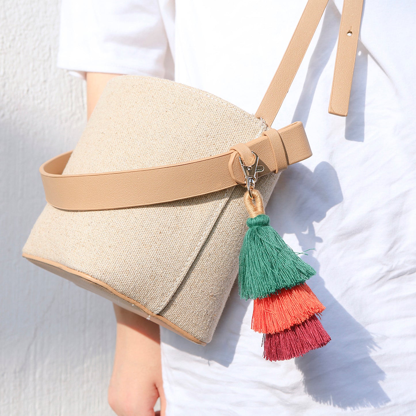 Ducksessory-Tricolour Teal and More Cotton Single Tassel Bag Charm