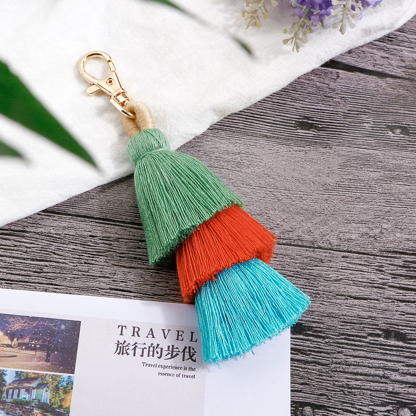Ducksessory-Tricolour Green and More Cotton Single Tassel Bag Charm