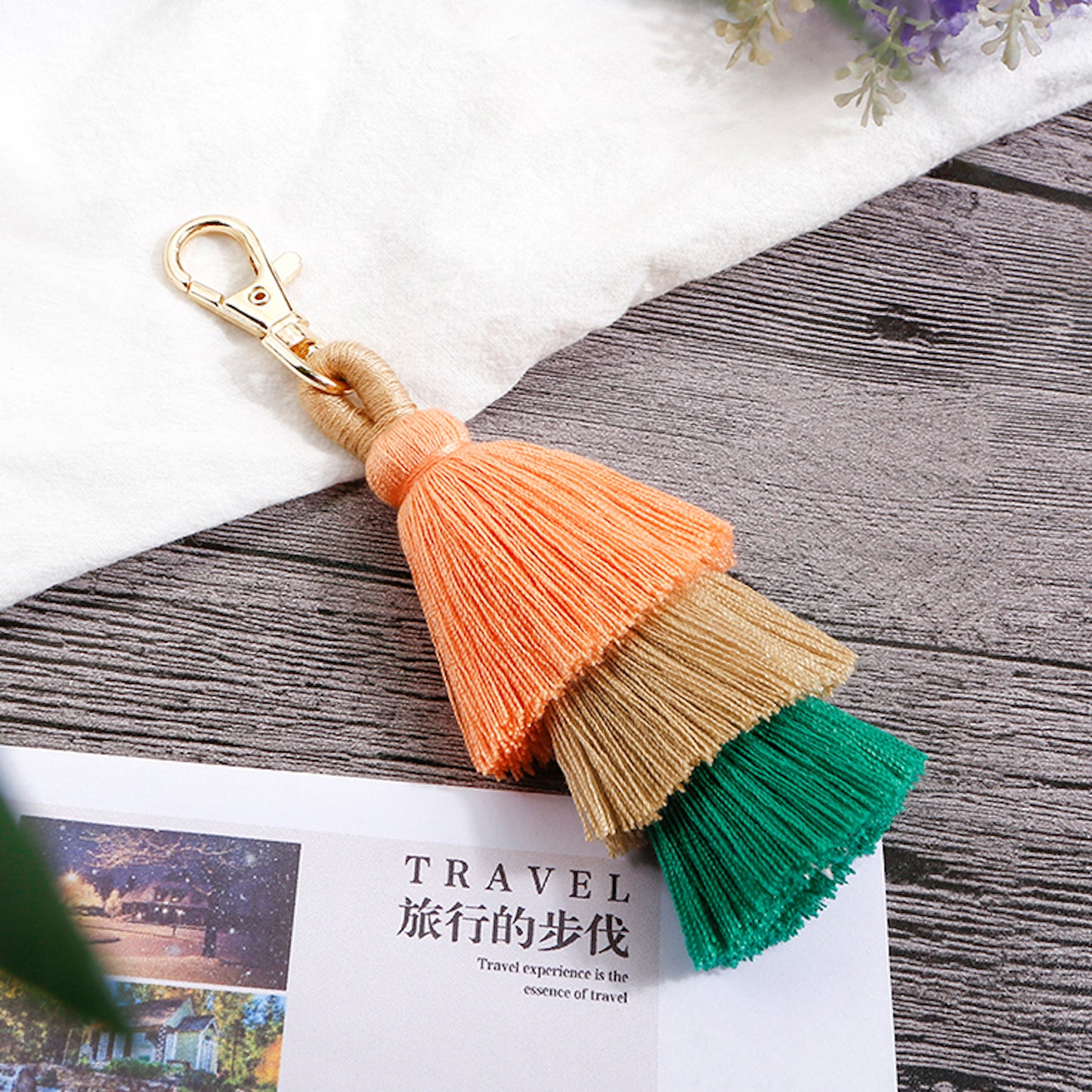 Ducksessory-Tricolour Pink and More Cotton Single Tassel Bag Charm