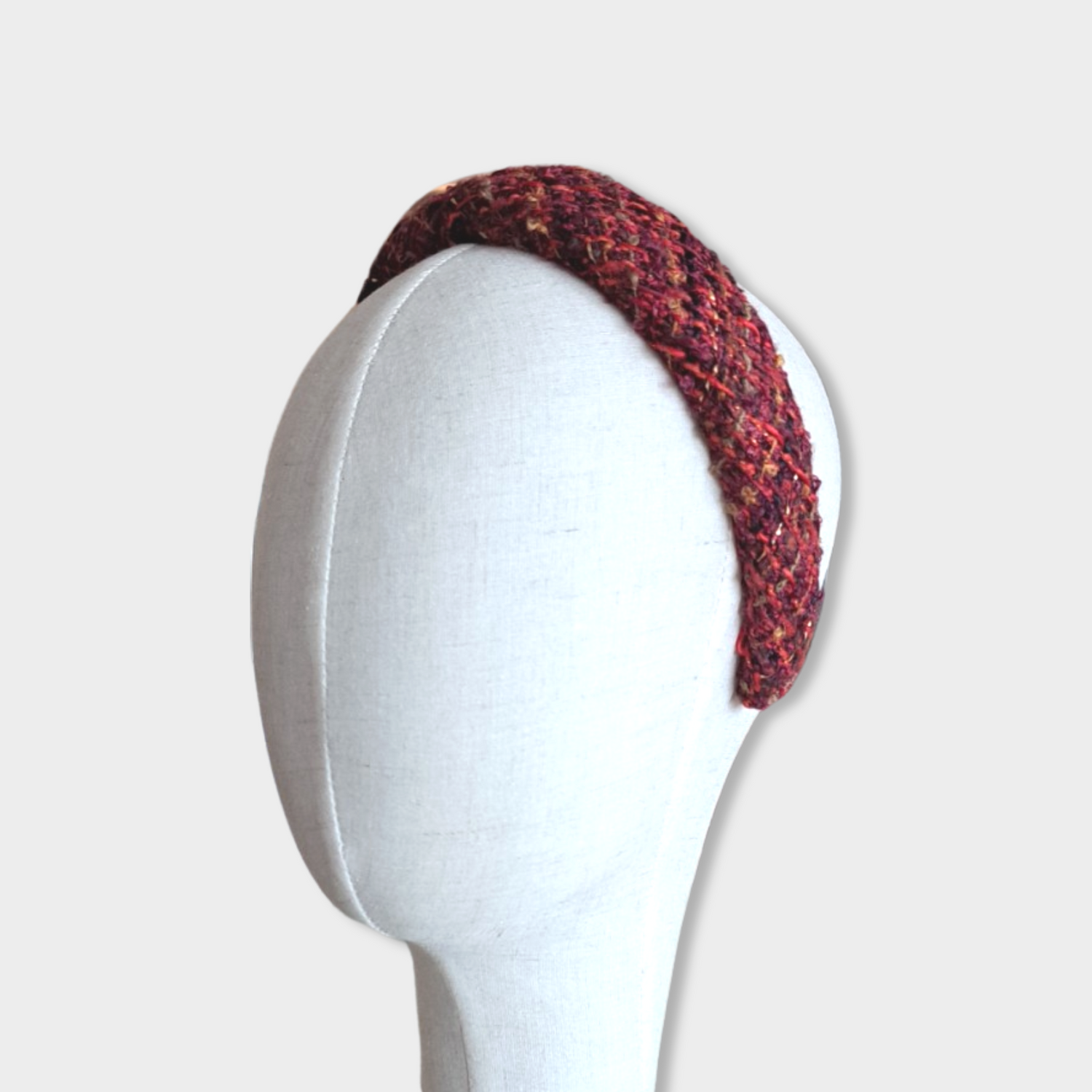 1000044645 RED TWEED ALICE HEADBAND