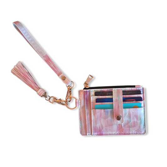 1000088886 BRUSHED PINK CARD HOLDER KEYRING WRISTLET