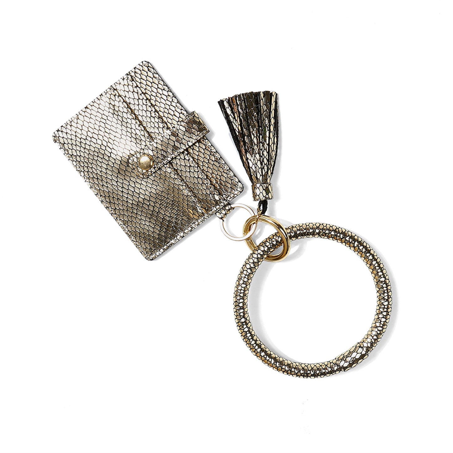 GOLD SNAKE CARD HOLDER KEYRING WRISTLET