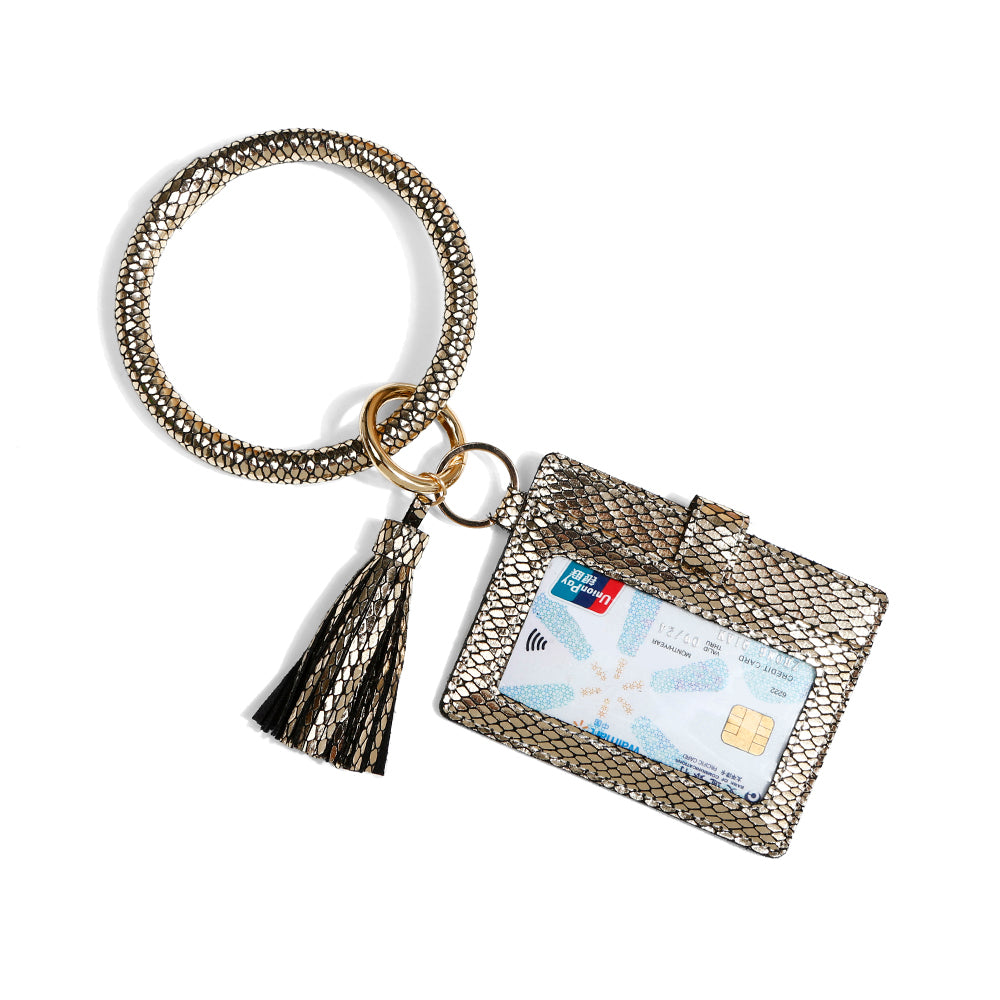 GOLD SNAKE CARD HOLDER KEYRING WRISTLET 2