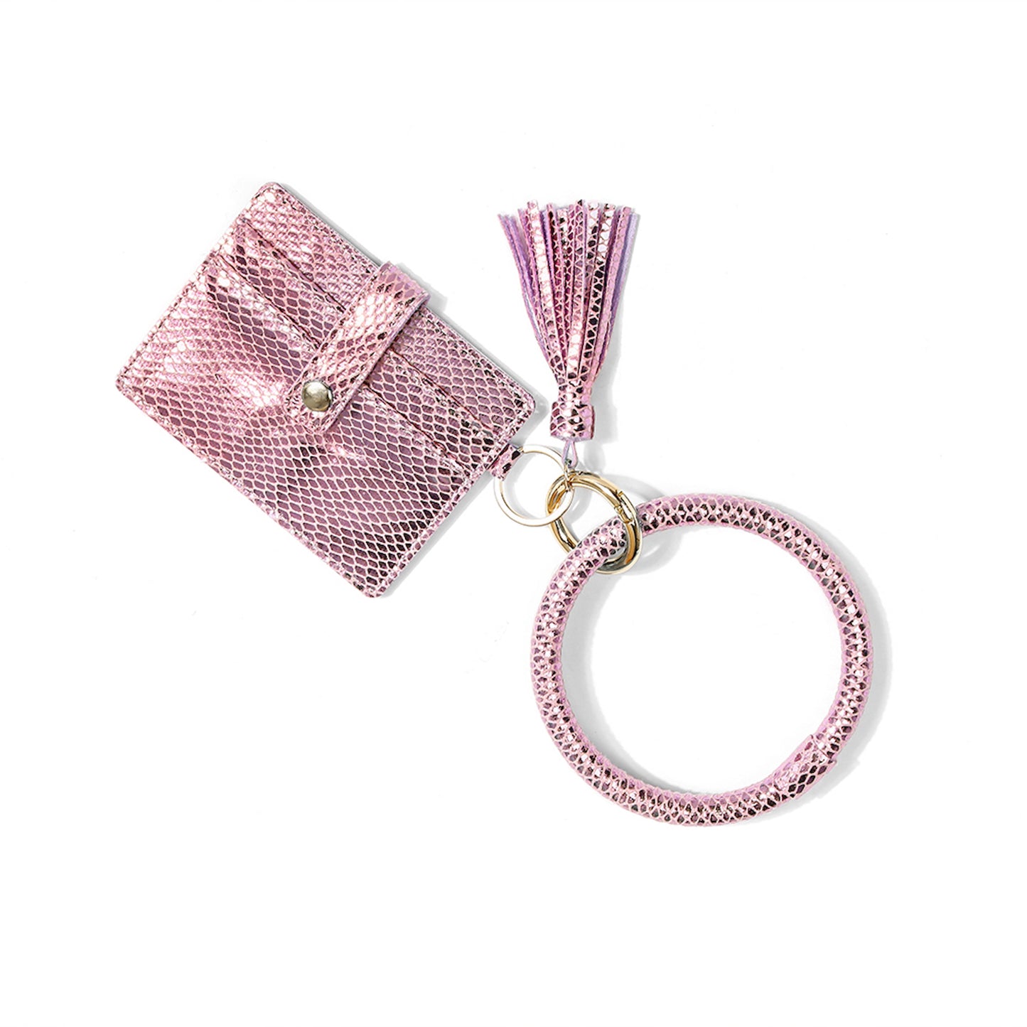 PINK SNAKE CARD HOLDER KEYRING WRISTLET 1