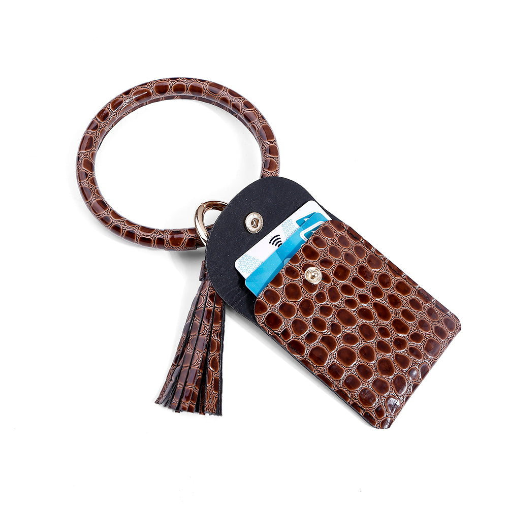 TAN CARD HOLDER KEYRING WRISTLET DUCKSESSORY 2