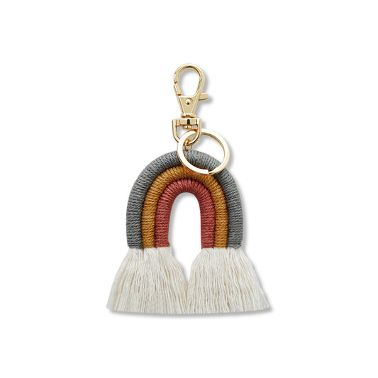Ducksessory-Macrame Colorful Rainbow Cotton Keyring Bag Charm - Grey Mustard Red