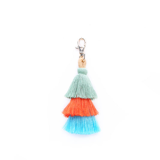 Ducksessory-Tricolour Green and More Cotton Single Tassel Bag Charm